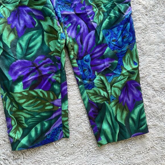 Joan Walters Vintage 80’s Jungle Blue Cheetah Jumpsuit Green Purple Size 14 USA - Picture 8 of 11